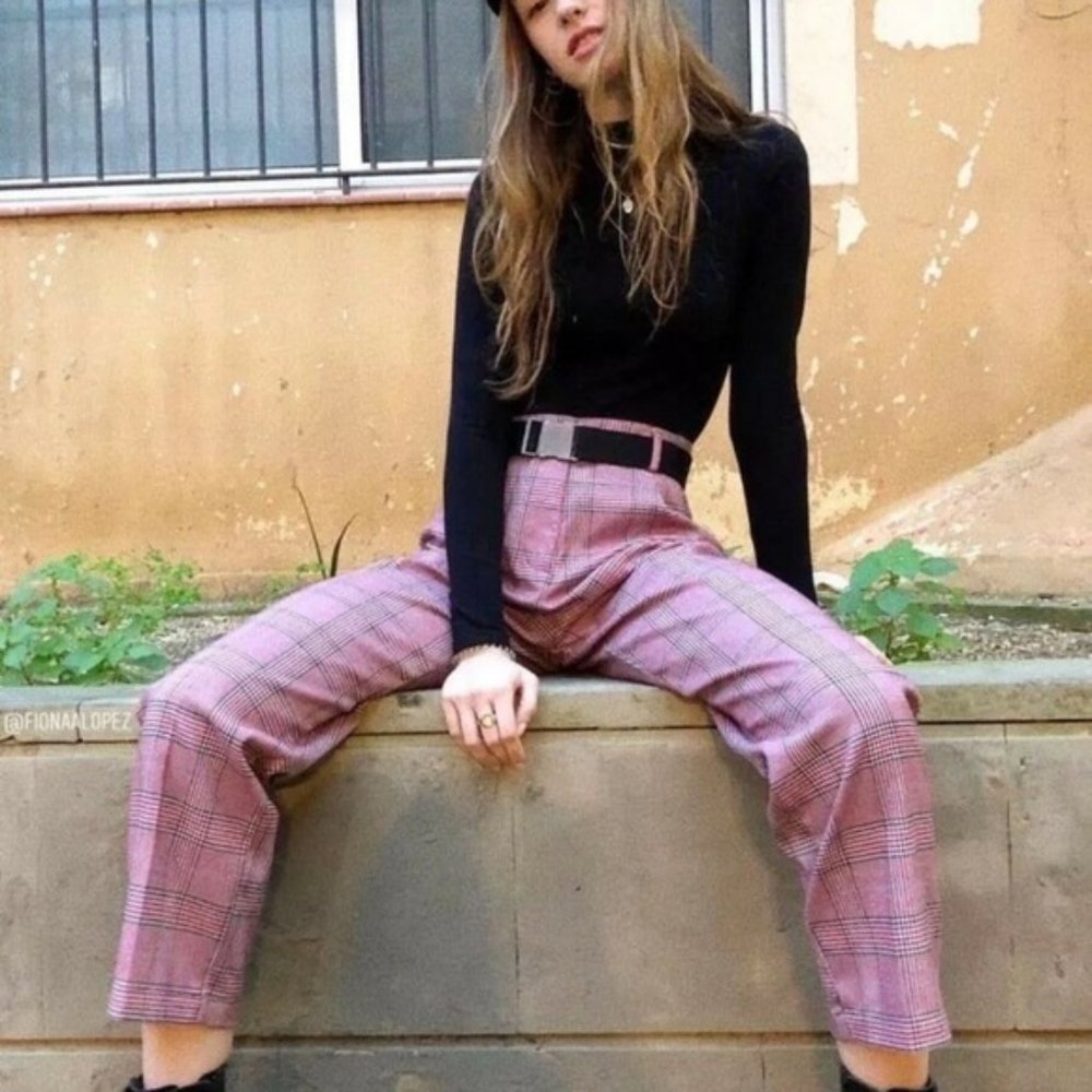 New! Brandy Melville Red Plaid AMELIA PANTS